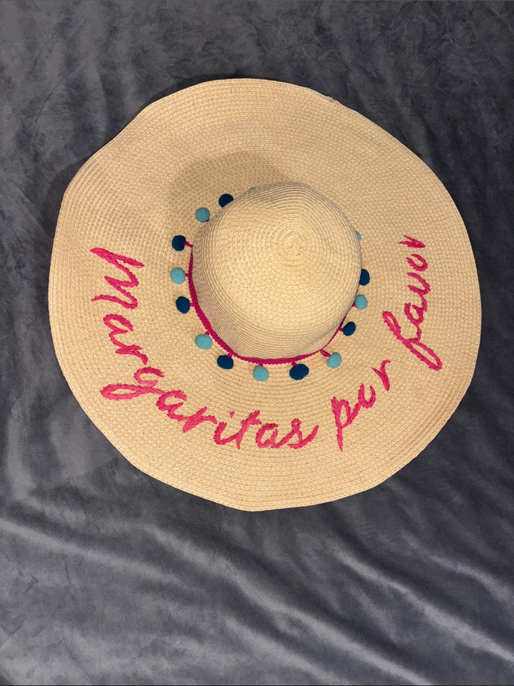 Express “ Margaritas Por Favor” Oversized Floppy Straw Sun Hat
